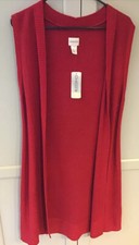 Chicos Duster Sweater Open Cardigan NWT Size 0 Red Vest