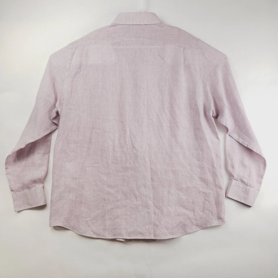 Camisa Hart Schaffner Marx Hombre XL Rosa Blanco Lino Manga Larga Abotonada Foto 2 de 4