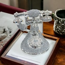 Silver Romany Crushed Diamond Telephone Crystal Silver Shelf Bling Gift Ornament