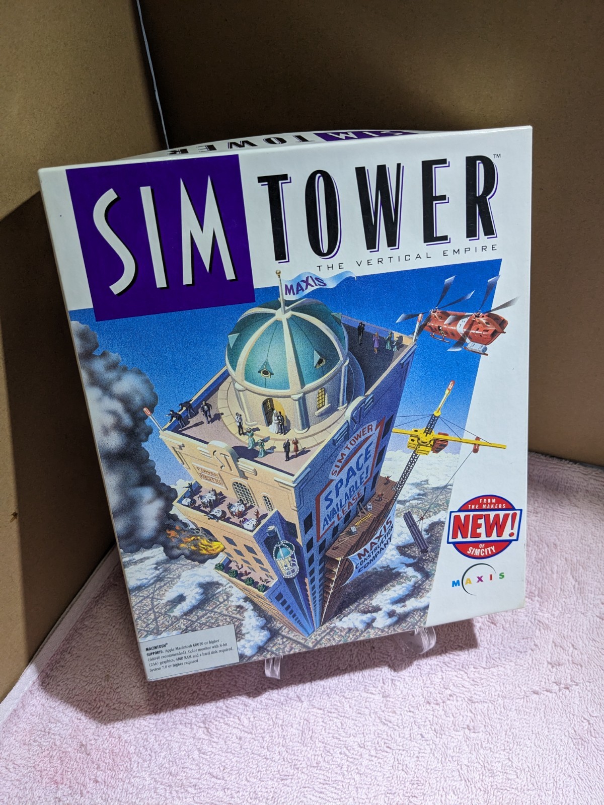 RARE SimTower: The Vertical Empire (Macintosh PC 1994) Big Box CIB COMPLETE