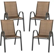Patio dining chairs set of 4, outdoor stackable dining chairs with hig