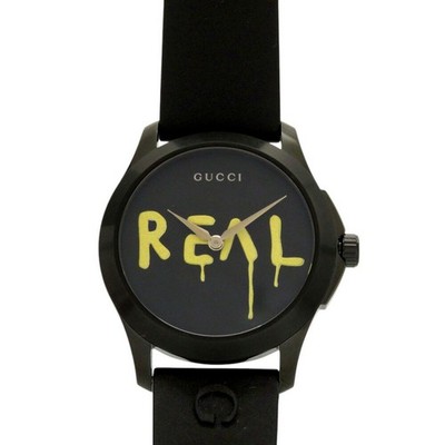 Gucci G-Timeless Ghost 126.4 Quarzuhr Schwarz Kautschuk Neu Aus Japan