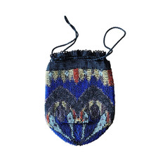 Antique Beaded Bag Vintage Art Deco Purse Drawstring 1920s Reticule