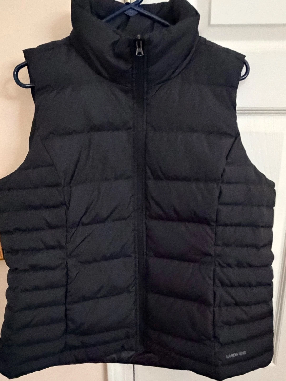 Lands' End Down Puffer Vest Men's XL Goose Black Outdoors Lightweight Hiking