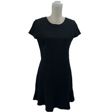 Michael Kors Black Textured A-Line Dress Womens Large Short Sleeve Classic