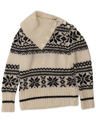 Yessica Damen Pullover Sweater Schneeflocke Knopfleiste UK 14 Medium weiß winterrot AE05