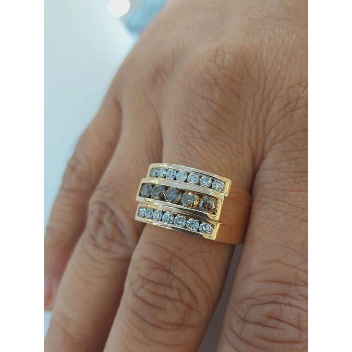 Brown & White Diamond Men’s Band Ring Created Round 3.50Ct 14k Rose Gold Plated - Image 4 of 4