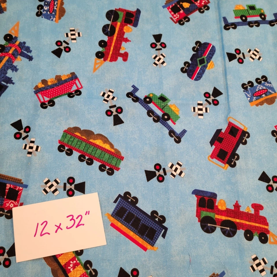 Cotton Fabric 7 Pc Christmas Santa Angel Train Floral Mix Disney Brand Holiday - Image 2 of 4