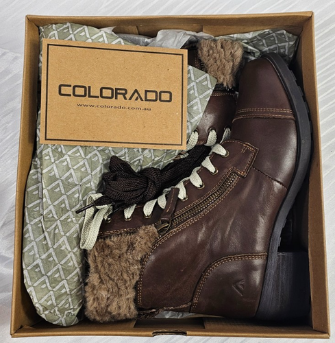 Colorado Leather Lace & Zip up Womans Ankle Boots Fur Upper Size 9 Darings-CF