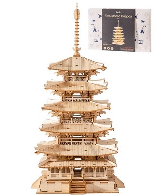 Rolife 3D Holzpuzzle Bauen Erwachsene DIY Fünfstöckige Pagode Modell Spielzeug