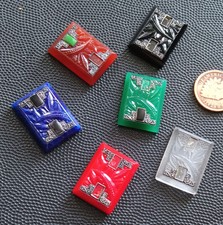 6 Vintage Czech Art DECO figural ART Glass Jewelry pieces CABOCHONS