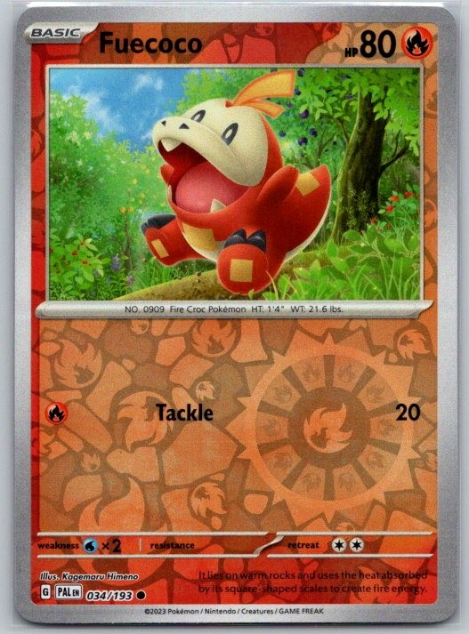 Fuecoco 034/193 Common Paldea Evolved Pokemon Reverse Holo Near Mint