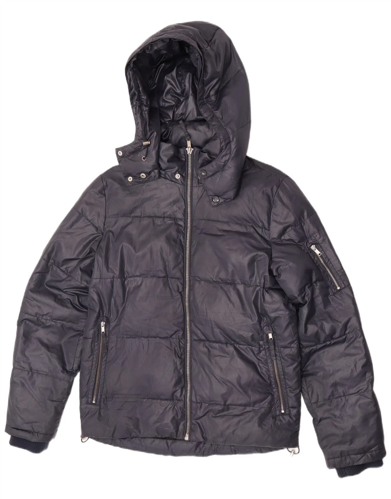 Lee Mens Hooded Padded Jacket UK 36 Small Navy Blue Polyester CN01