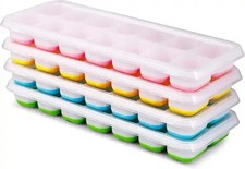Silicone Ice Cube Trays 4 Pack Stackable Easy Release BPA Free Cocktail Freezer