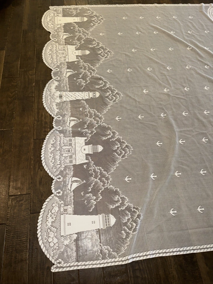 Lighthouse 72x72 Shower Curtain White Heritage Lace - Image 3 of 4