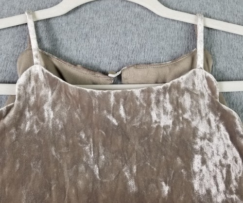 IN San Francisco Tank Top Women Medium M Taupe Crushed Velvet Sleeveless Stretch - Picture 2 of 12