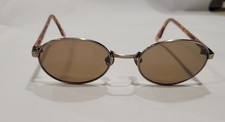 Vintage 90s Oval Sunglasses Minimalist Metal Frame Tortoise Arms Steampunk