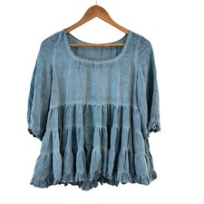 Easel Ruffle Tiered Tunic Top Womens Size S B...