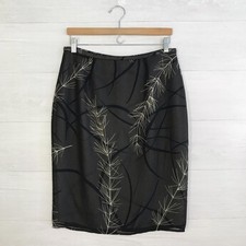 Vintage 90s Express Black ivory 2-layered chiffon floral pencil skirt sz 11/12