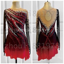 Ice Figure Skating Dress Figure Skating Dress For Competition black dyeing red