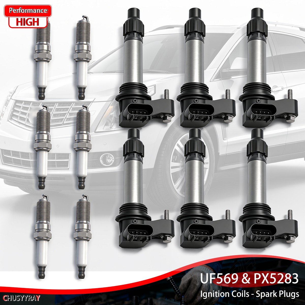 For 2010-2019 Chevy Traverse 3.6L V6 6PCS Coils pack  Spark plugs UF569