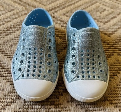 Native Jefferson C7 Blue Glitter Slip-On Kids US 7 Shoe