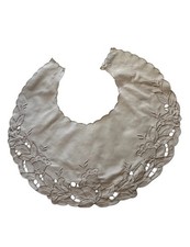 Collar Vintage 1950s Detachable Cotton Beige Scallop Circle Collar Size:XL