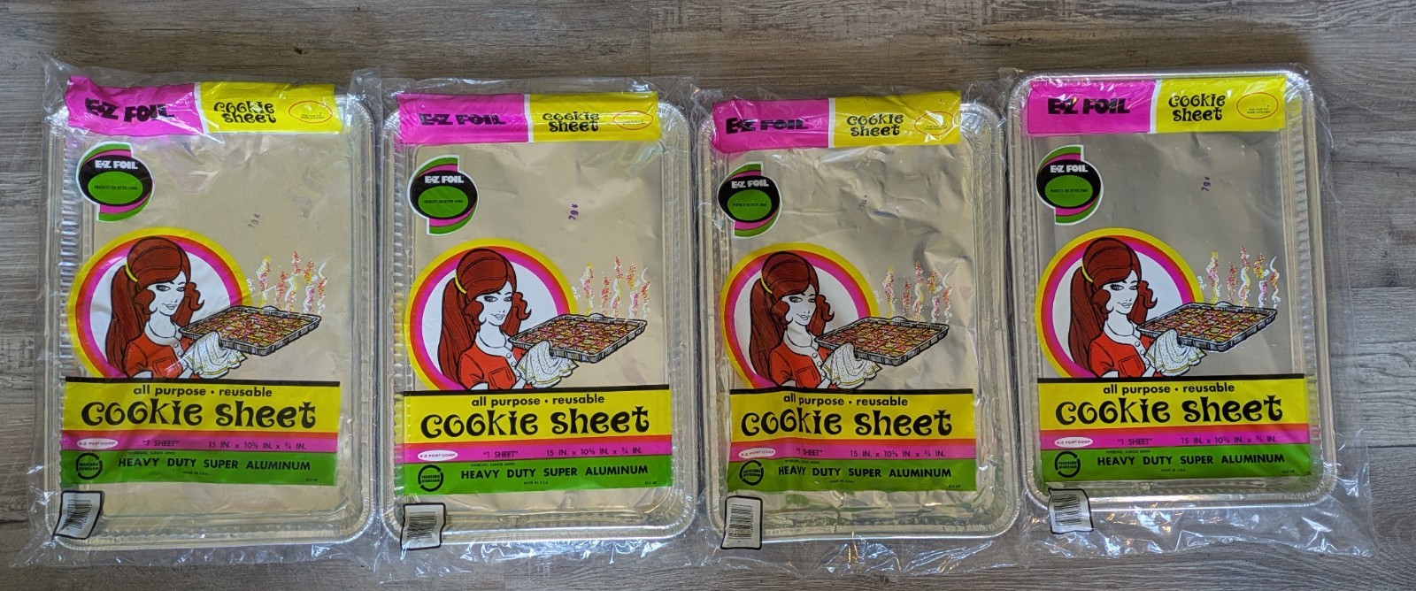 Vintage NOS New Cookie Sheet E-Z Foil Heavy Duty Super Aluminum Lot of 4