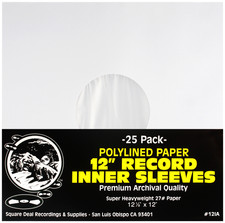  25 12" LP Vinyl POLYLINED Record Inner Sleeves - HEAVYWEIGHT White ARCHIVAL