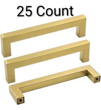 25-brushed Brass Cabinet Pulls Gold Drawer Handles - Lsj12gd102 Square Kitchen