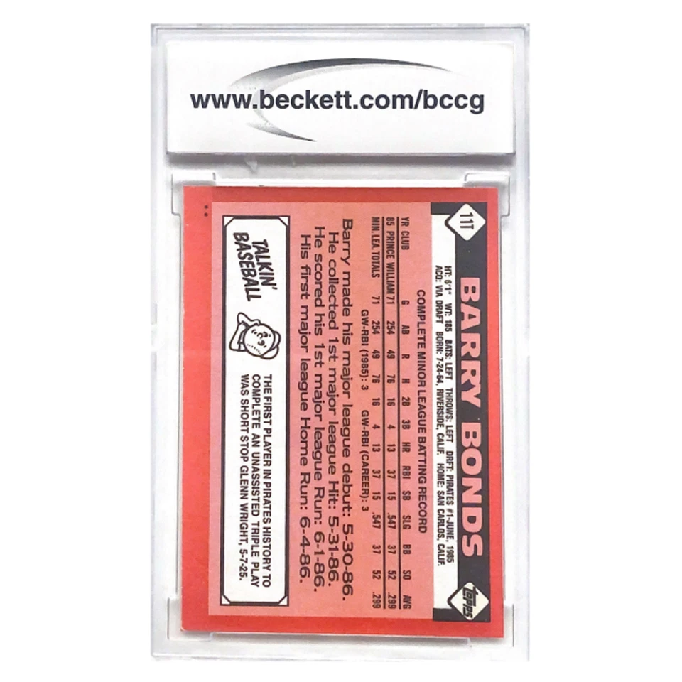 Tops Traded #11T Barry Bonds 1986 casi nuevo 10 o mejor B1 Foto 2 de 3