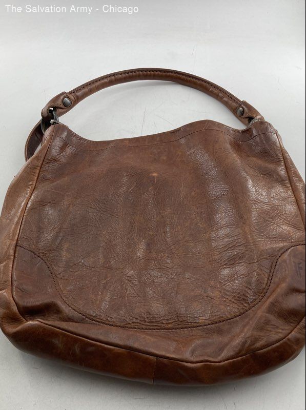 Frye Melissa Womens Brown Leather Inner Zipped Pocket Shoulder Strap Hobo Bag