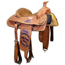 Used 15" Hereford Tex Tan Trophy Team Roping Saddle Code: C15HEREFORDLBSB