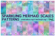 Printed Adhesive Vinyl Heat Transfer Vinyl 12 x 12 sheet Mermaid Scales Pattern