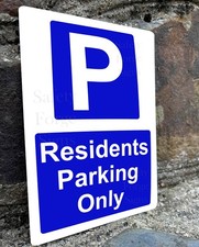 Residents Parking Only, Metal Sign. Safety Warning Plaque for Drive, Gate, Road