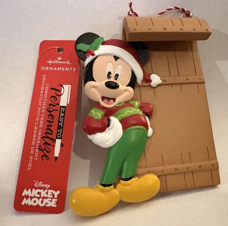 Hallmark Disney Mickey Mouse Sleigh Ride Personalizable Ornament New With Tags