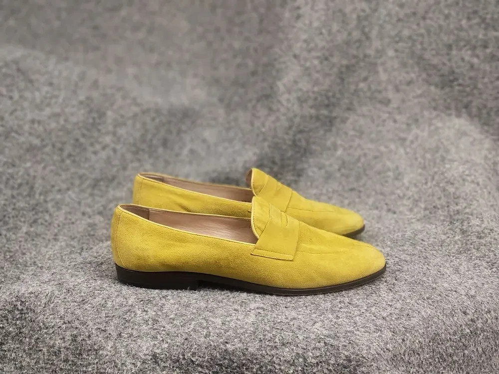 Jil Sander Italy Design mustard yellow Leather suede loafers