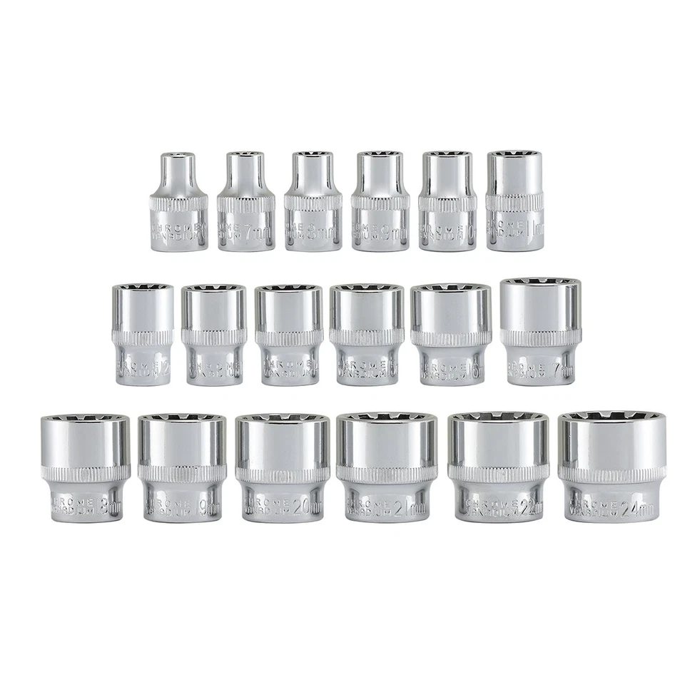 02488A 3/8" Drive Universal 6 Point Metric Socket Set, 18 Piece Universal Mec... - Image 3 of 4