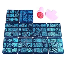 10 Pcs Nail Stamping Plates + 1 Stamper + 1 Scraper Lace Flower Animal Pattern 