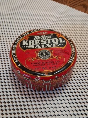 KRESTOL SALVE 11 OZ VINTAGE 3/4 full CONTAINER OF OINTMENT