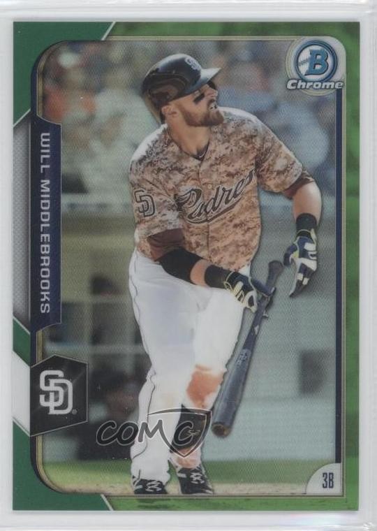 2015 Bowman Chrome Green Refractor 21/99 Will Middlebrooks #51 3q5