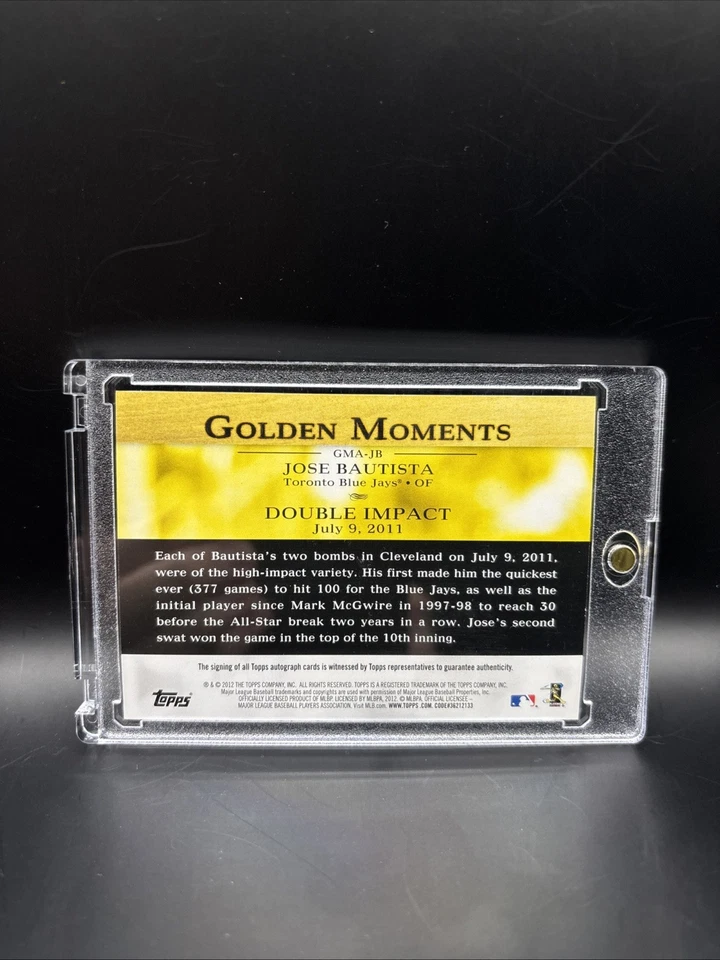 2012 Topps Golden Moments Auto Jose Bautista Toronto Blue Jays #GMA-JB - Image 2 of 2