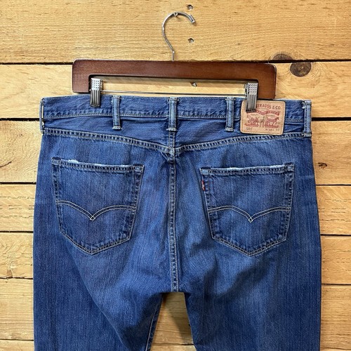 Levis 501 Button Fly Blue Jeans Straight Leg Denim Size 38 Traditional Classic - Picture 4 of 12