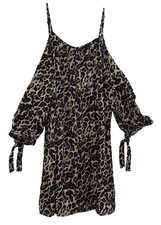 Trixxi Women Animal Print Tunic Top Jr. L Cold Shoulder Edgy Boho Y2K Retro 90's