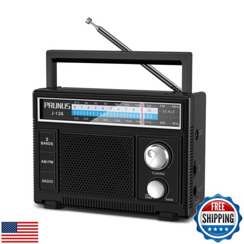 PRUNUS Portable AM FM Radio with Best Reception,D Battery Operated or Plug in