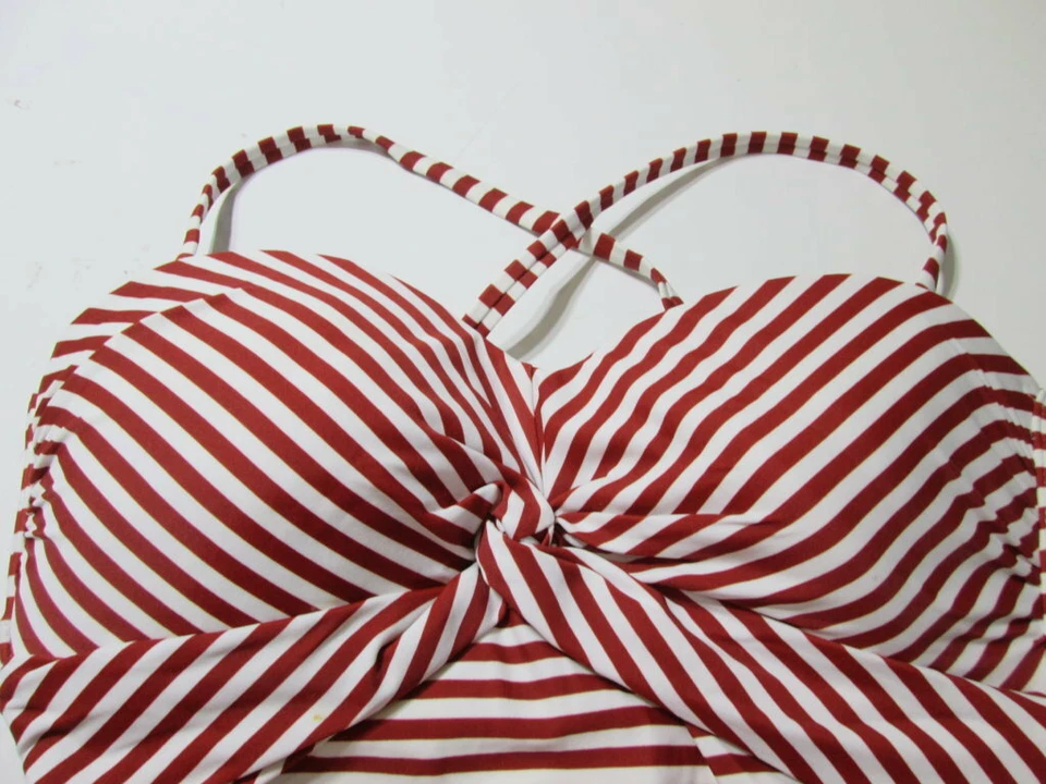 Traje de baño Kona Sol para mujer talla S de una pieza rojo/blanco inalámbrico forrado tazas a rayas Foto 4 de 4