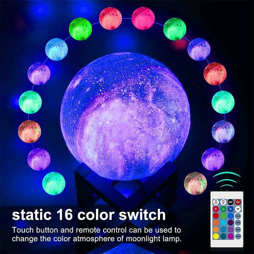 Impresión 3D Lámpara Galaxia Luz de Luna USB LED Noche Luz Lunar Táctil Cambio de Color Foto 2 de 4