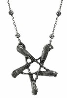 Restyle Hexenbesen Pentagramm Wicca Pagan Gothic Punk Silber AnhäNger Halskette