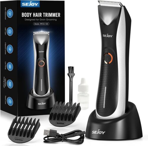 Waterproof Electric Body Hair Trimmer for Men, Ceramic Blade Groin Razor