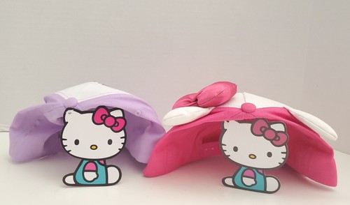 2 x Hello Kitty Baseball Cap Hat with Pink Ribbon & Rainbow Lilac by Sanrio NWT - Picture 5 of 6
